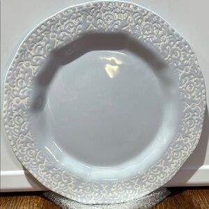 Bizzirri Hand Made in Italy Elegant White & Light Blue Dinner Plate